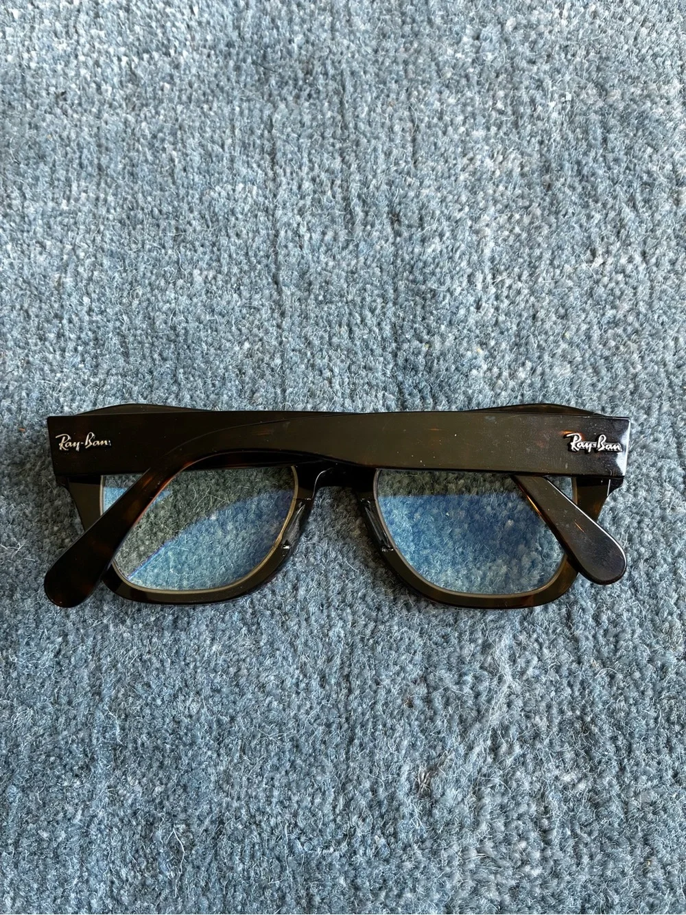 Ray-Ban Tortoiseshell Blue-Light Blocking Glasses with Brown Case